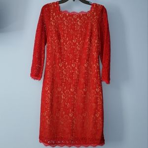 Size 6 Adrianna Papell Red lace dress